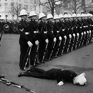 This was the scene in George Square, Glasgow, when the Royal Marines provided a guard of