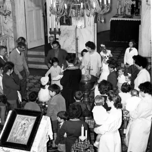 The scene inside the Greek Orthodox Church furing the ceremony to christen The scene inside the Greek Orthodox Church furing the ceremony to christen