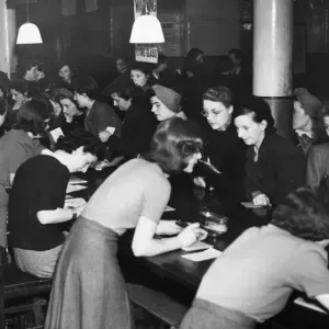 Print of a scene inside the Leece Street Labour Exchange in Liverpool Print of a scene inside the Leece Street Labour Exchange in Liverpool