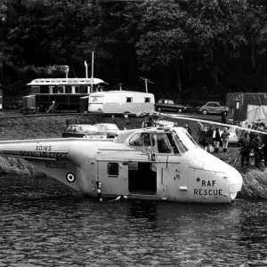 The scene at Rothbury after a RAF search and rescue Westland Whirlwind helicopter made a The scene at Rothbury after a RAF search and rescue Westland Whirlwind helicopter made a