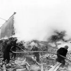 Scenes in Cardiff following an attack by Nazi raiders. Circa 1941 Scenes in Cardiff following an attack by Nazi raiders. Circa 1941