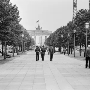 Print of East Berlin scene with Brandenburg Gate, 1965