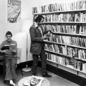 Scenes inside Norton House showing people reading books in the library