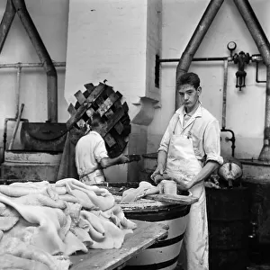 Scenes inside Robinsons Tripe factory in Hull. Thomas Bache cleans the tripe