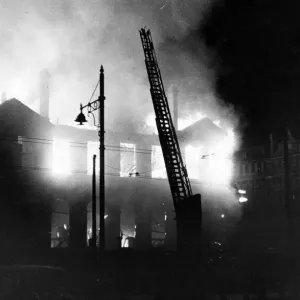Scenes at a London Post Office fire caused by enemy action. 17th June 1943 Scenes at a London Post Office fire caused by enemy action. 17th June 1943
