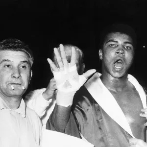 Scenes after the non-title heavyweight fight between American Cassius Clay