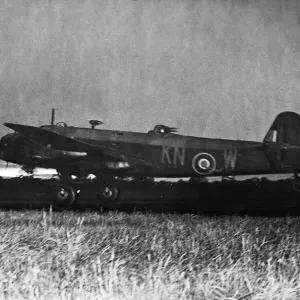 Scenes on an RAF Bomber Command Station as Halifax bombers take off to attack the German