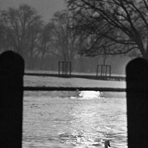 Scenes at sunset looking along the River Cam in Cambridge. 18th January 1966