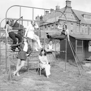 Schoolgirls from Church High School in Newcastle model the latest fashion 14 July 1971