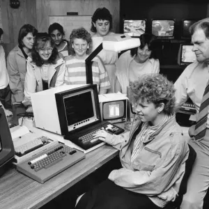 Girls Logging into Careers in Computers 1987 Print