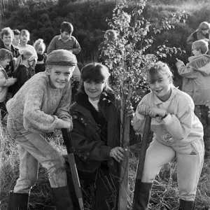 Holmfirth School Saplings Planting Print 1989