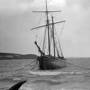 The Schooner Maggie Ellis moored in Tresco Harbour Scilly Isles 1923