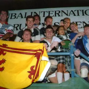 Scotland Rugby November 1992 Scotlands rugby heroes celebrate with the trophy Scotland Rugby November 1992 Scotlands rugby heroes celebrate with the trophy