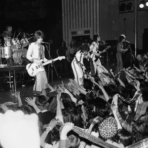 Scottish pop group Bay City Rollers in concert, circa May 1975