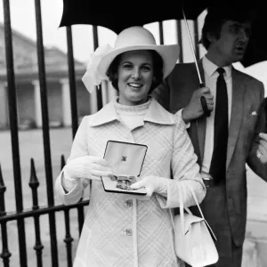 Scottish singer Moira Anderson who attended the investiture at Buckingham Palace to Scottish singer Moira Anderson who attended the investiture at Buckingham Palace to