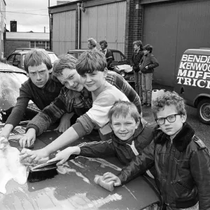 These scouts from 43rd Crosland Moor group were busy washing cars at Ronauto s These scouts from 43rd Crosland Moor group were busy washing cars at Ronauto s