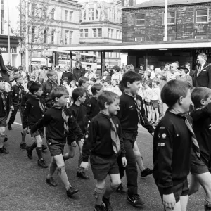 Scouts Parade on St Georges Day, Huddersfield 1990 Print