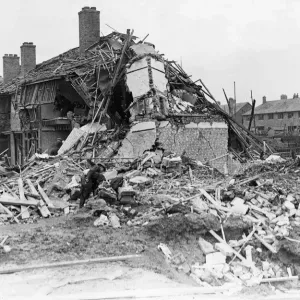 Print of Scrattons Farm Estate after World War Two air raid damage Print of Scrattons Farm Estate after World War Two air raid damage