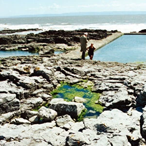 One of the sea water pools, set amongst the rocks, at the Esplanade, Porthcawl front