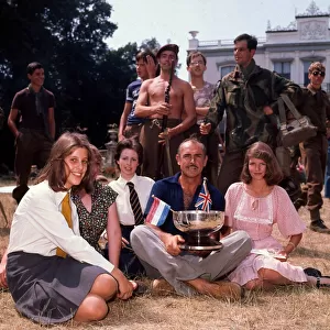 Sean Connery presents award to schoolgirls July 1976