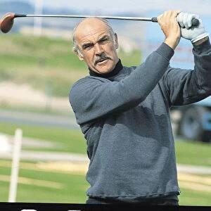 Sean Connery swinging golf club Gleneagles