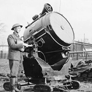 A searchlight, in the Hull area, during World War Two. The German Luftwaffe