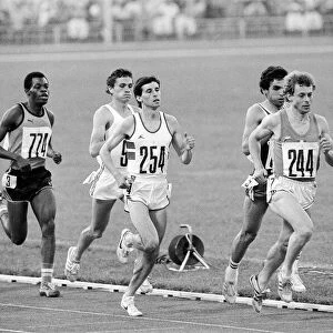 Sebastial Coe competes in heats for Mens 1, 500m metres event at the 1980 Summer