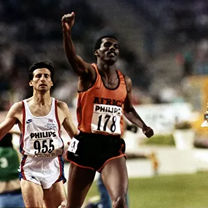 Sebastian Coe Athlete in World Cup race as he loses to Abdi Bile circa 1989