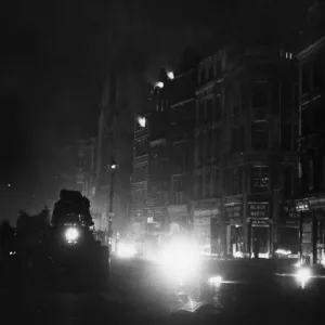 The Second Great Fire of London. Incendiary bombs fall on St Dunstan Church during