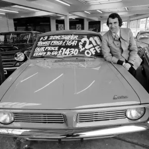 Print of Secondhand Car Salesman with British Leyland Morris Marina Offer