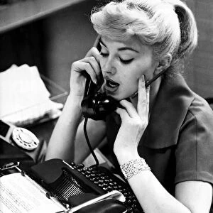 Secretary on the phone 1958 Typist office worker telephone Type writer