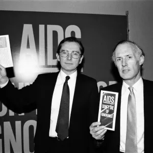 Print of Norman Fowler and Tony Newton at the 1987 AIDS press conference