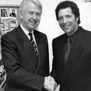 Black and White Print of Peter Walker Meeting Tom Jones at HTV Studios