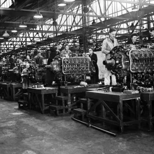 A section of Napiers despatch department showing part of a line of 24 cylinder Sabre A section of Napiers despatch department showing part of a line of 24 cylinder Sabre