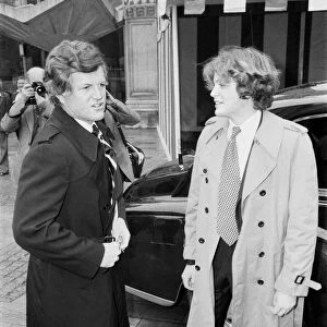 Senator Edward Kennedy with his 17 year old son Teddy Kennedy arrive for
