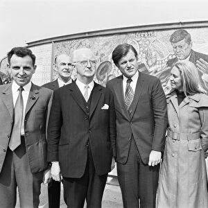 Senator Edward Kennedy and his party at the memorial to his brother, John
