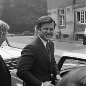 Senator Edward Kennedy seen here leaving Cadbury Schweppes in Bournville following a tour