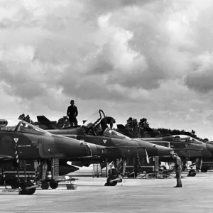 SEPECAT Jaguar GR3As of 54 Squadron seen being prepared at RAF Coltishall for a SEPECAT Jaguar GR3As of 54 Squadron seen being prepared at RAF Coltishall for a