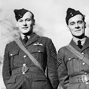Sergeant pilot and sergeant observer of the Royal Air Force after a reconnaissance flight