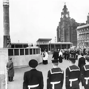 A service in peacetime, at Liverpool Pier Head, Merseyside