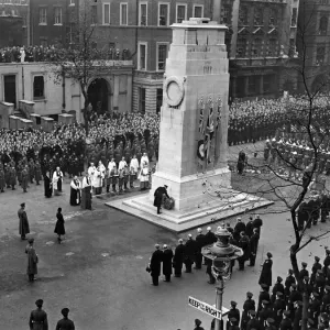 Service of remembrance at the cenotaph, Whitehall. The scene as H. R. H