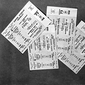 A set of tickets for the 1966 World Cup tournament held in England
