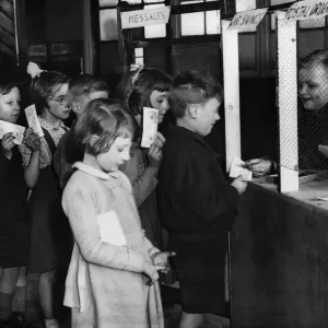 Print of a 7-year-old girl at Prior Street School Post Office, Gateshead Print of a 7-year-old girl at Prior Street School Post Office, Gateshead