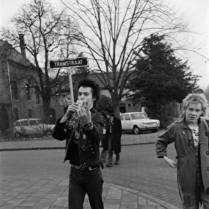 The Sex Pistols in Eindhoven, Holland. Sid Vicious and Paul Cook. 11th December 1977