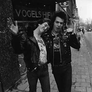 The Sex Pistols in Eindhoven, Holland. Sid Vicious and Steve Jones. 11th December 1977