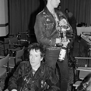 The Sex Pistols. Johnny Rotten and Sid Vicious. 10th March 1977. London