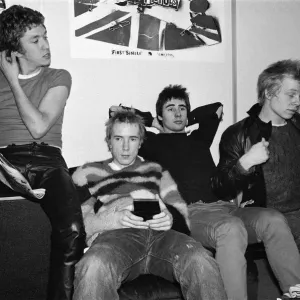 The Sex Pistols at their press conference, in response to growing criticism over their The Sex Pistols at their press conference, in response to growing criticism over their