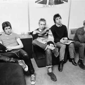 The Sex Pistols at their press conference, in response to growing criticism over their The Sex Pistols at their press conference, in response to growing criticism over their