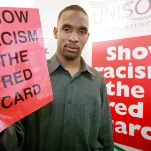 Shaka Hislop, Red card on Racism at Gosforth High School. 6th February 1998