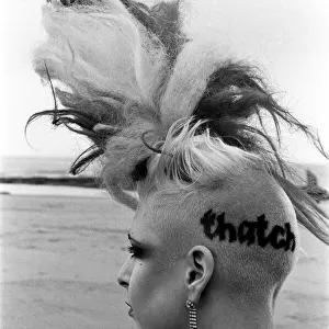 Sharon McArthur hairdresser with punk hairstyle, 13th October 1984